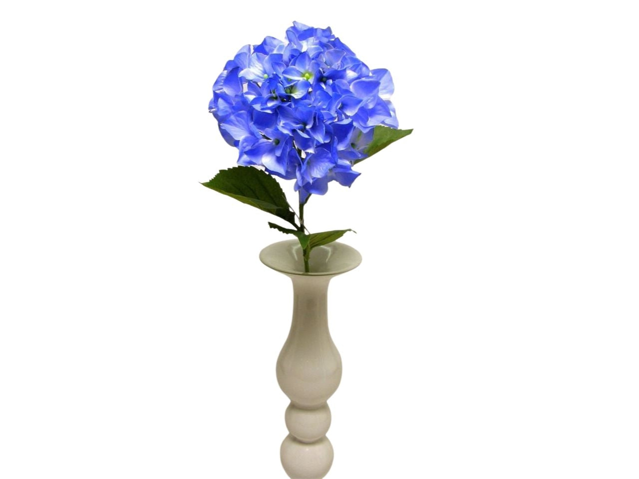 Ortensia singola spruzzata con 3 foglie misura 73cm colore blu