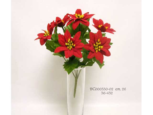 Mazzo di poinsettia misura 26cm colore verde