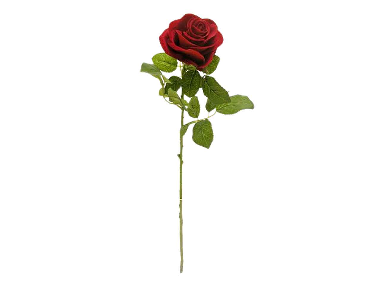 Rosa singola spruzzata colore single velvet rose spruzzata con set di 4 foglie 64cm