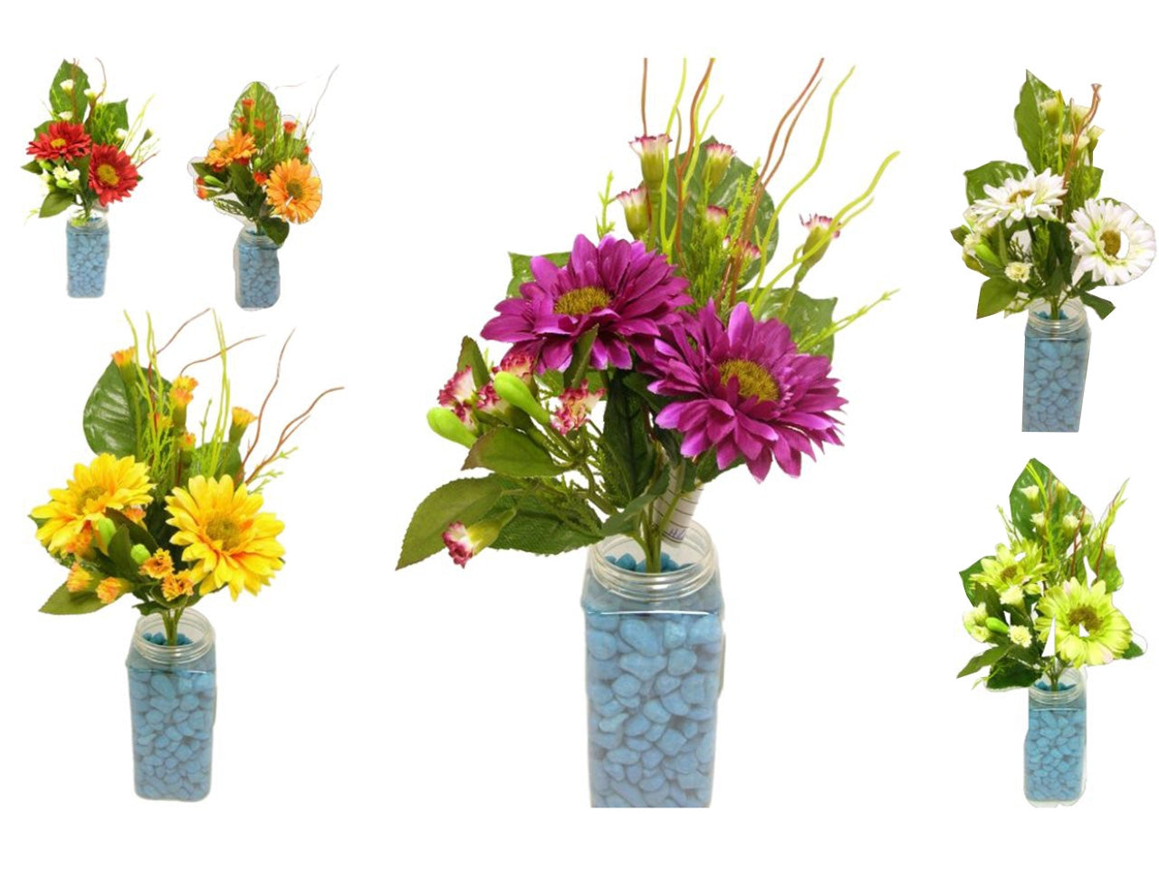 Gerbera frontale x 5  misura 28cm colori assortiti