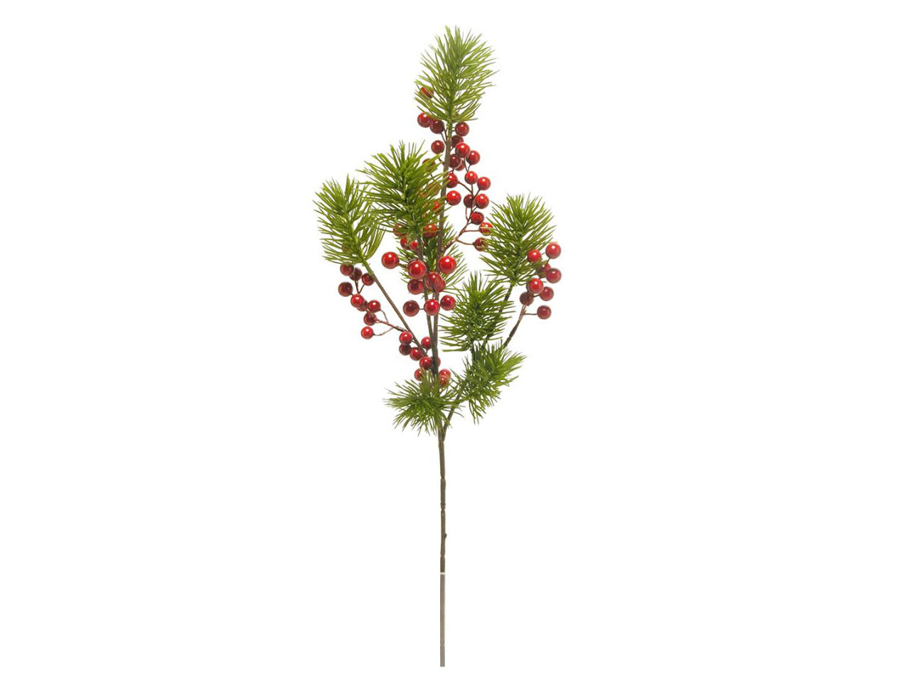 Ramo di pino con bacche spruzzato misura 79cm colore rosso