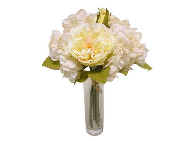 Mazzo rosa/ortensia avorio 30cm da000179