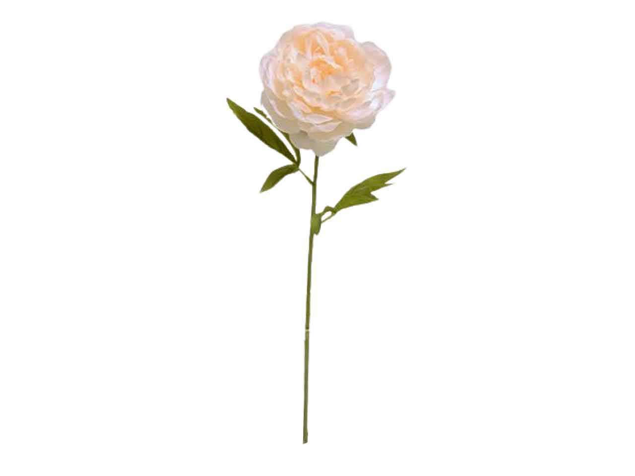 Peonia singola con 2 set di foglie colore pesca 63cm