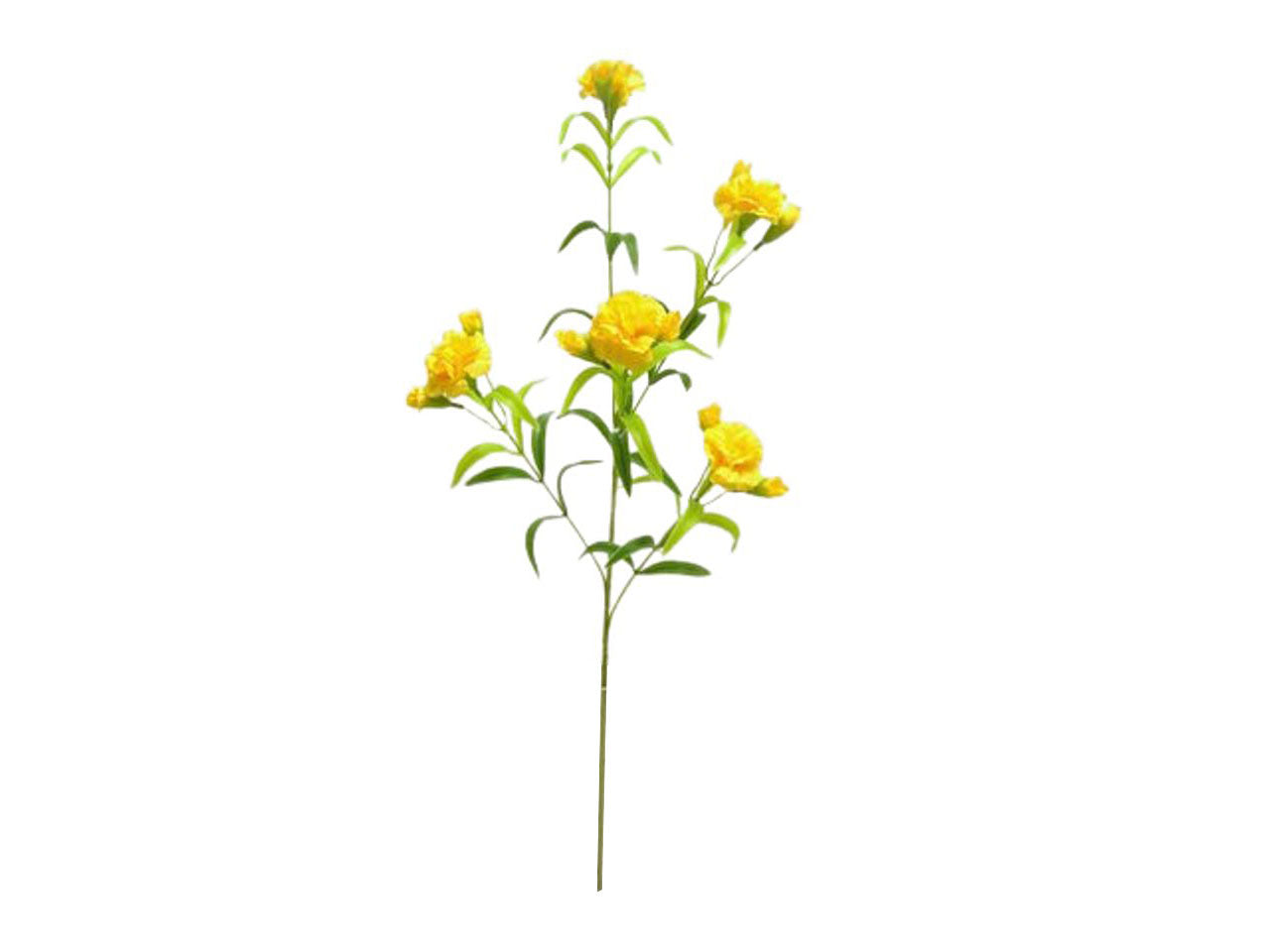 Garofano spruzzato con 5 fiori e 5 gemme colore giallo 70cm