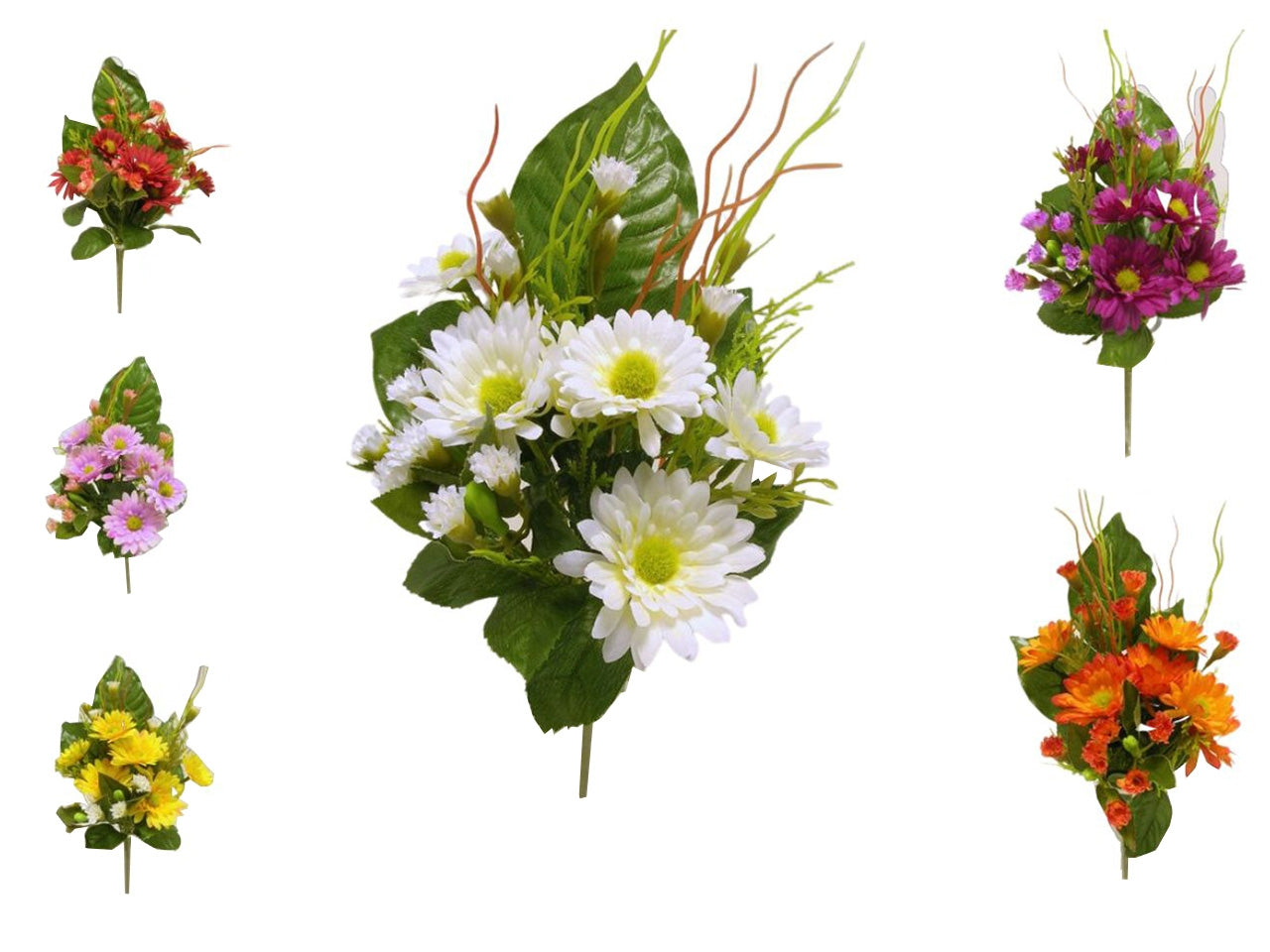Mazzo frontale margherita mini garofano x 6 misura 30cm colori assortiti