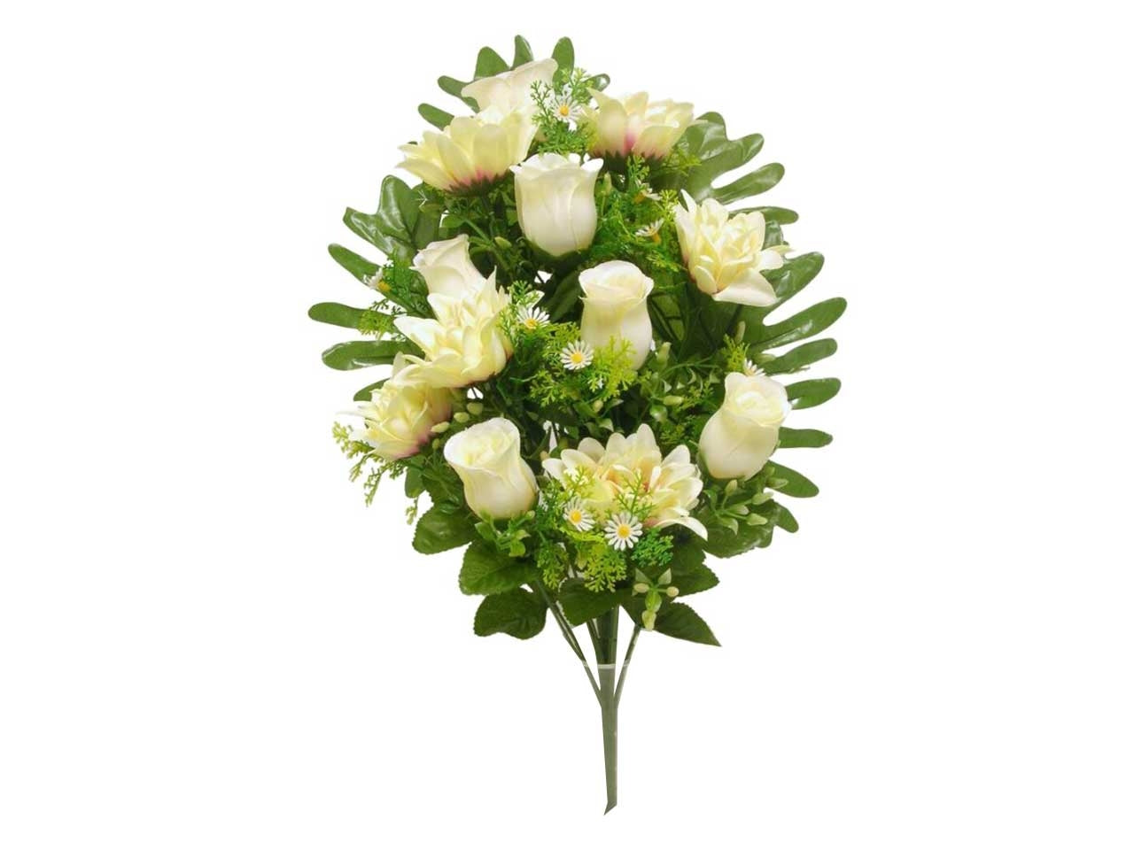 Mazzo frontale di zinna e rose colore crema