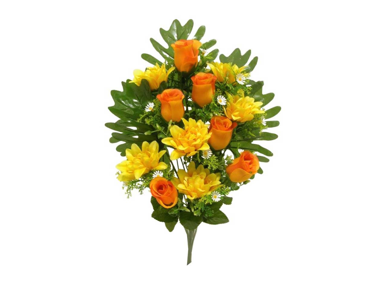 Mazzo frontale di zinna e rose colore arancione