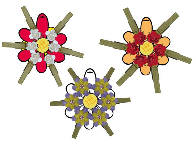 Clip legno fiori 036889