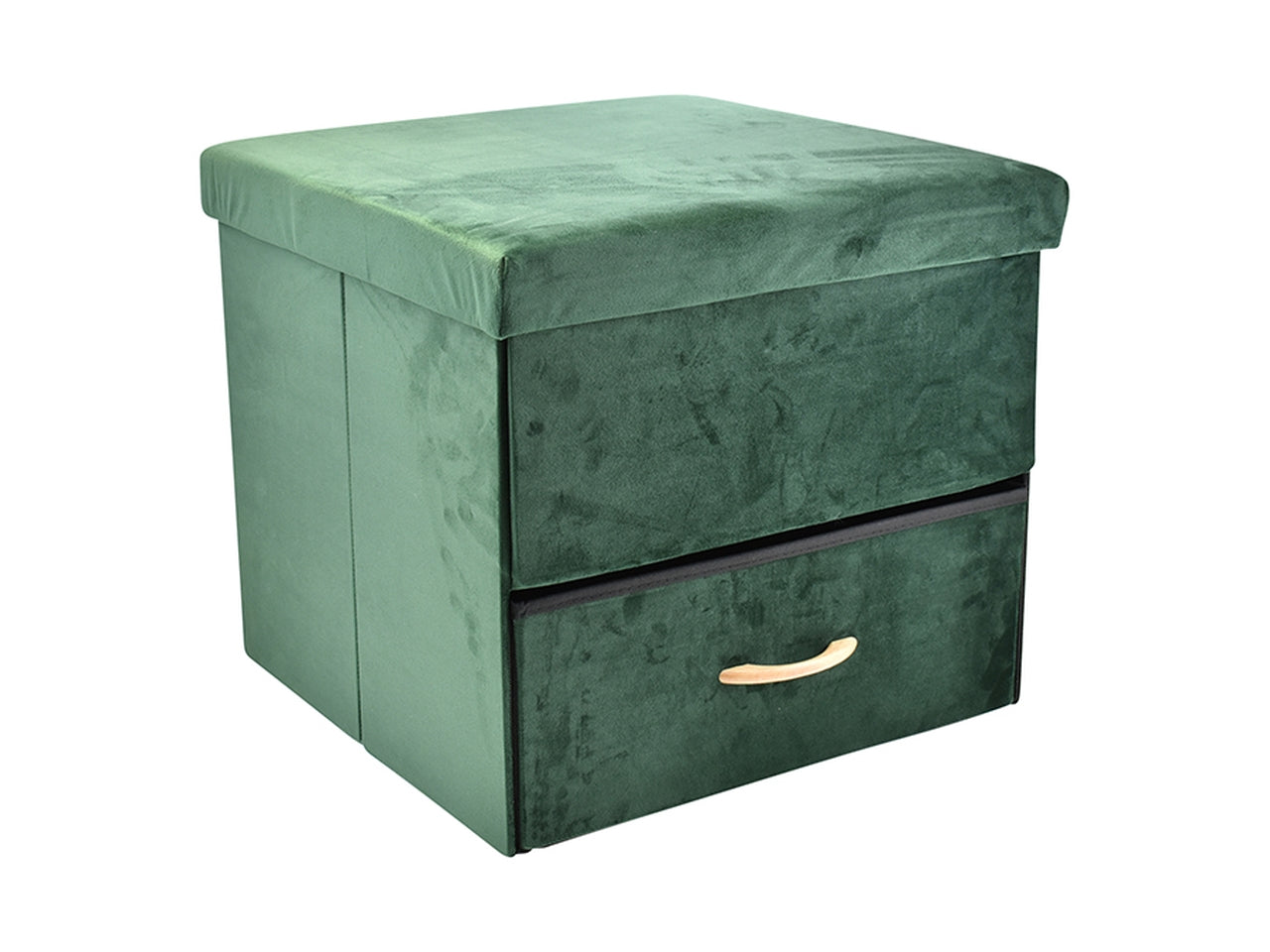 Pouf in velluto con cassetto 50x44cm verde scuro