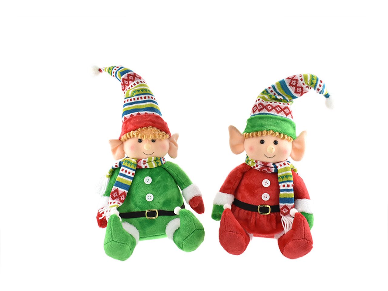 Elfo boy&girl seduto misura 55cm colore rosso e verde