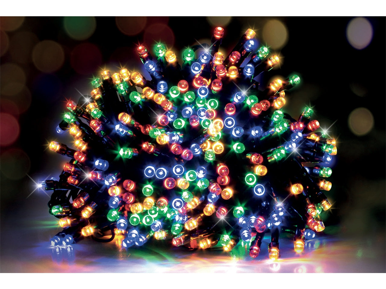Serie da 100 led solar 5mt+1mt cavo verde tryme - multicolor
