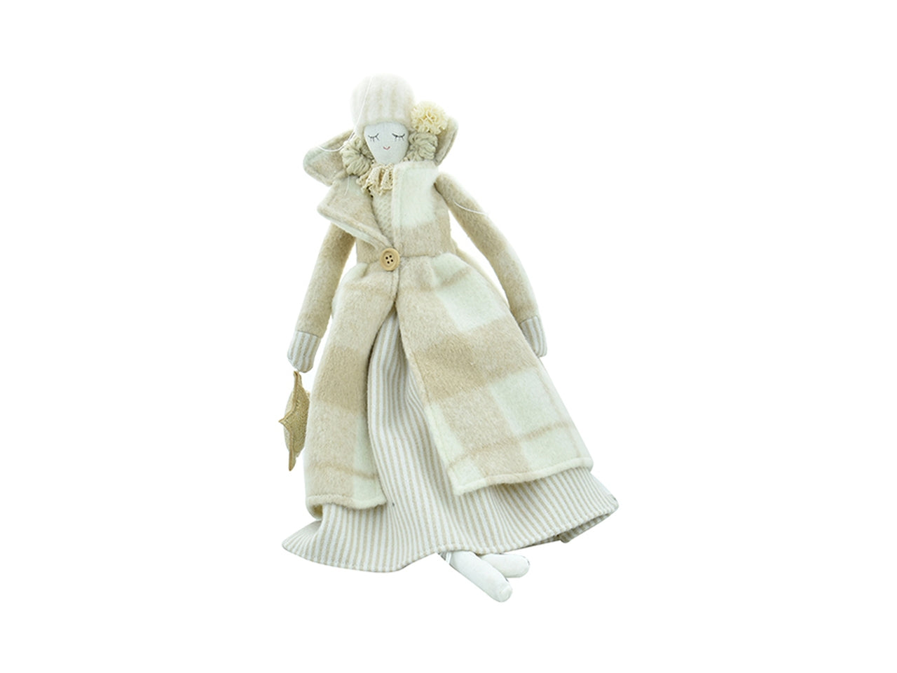 Appendino bambina con cappotto 19x13x45cm - scozzese/beige