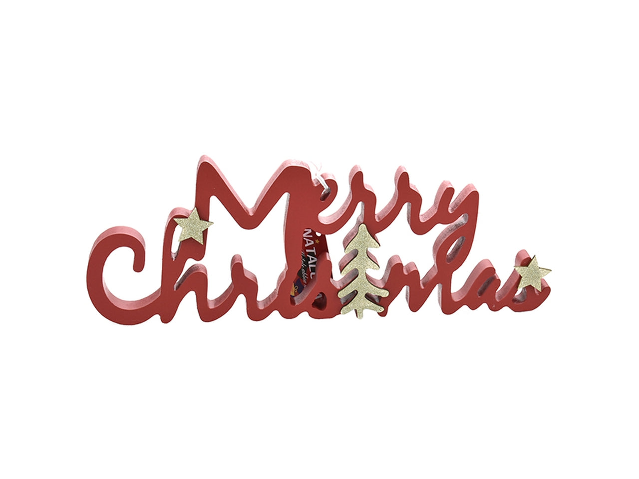 Merry christmas scritta 33x11,7x2,1cm - rosso