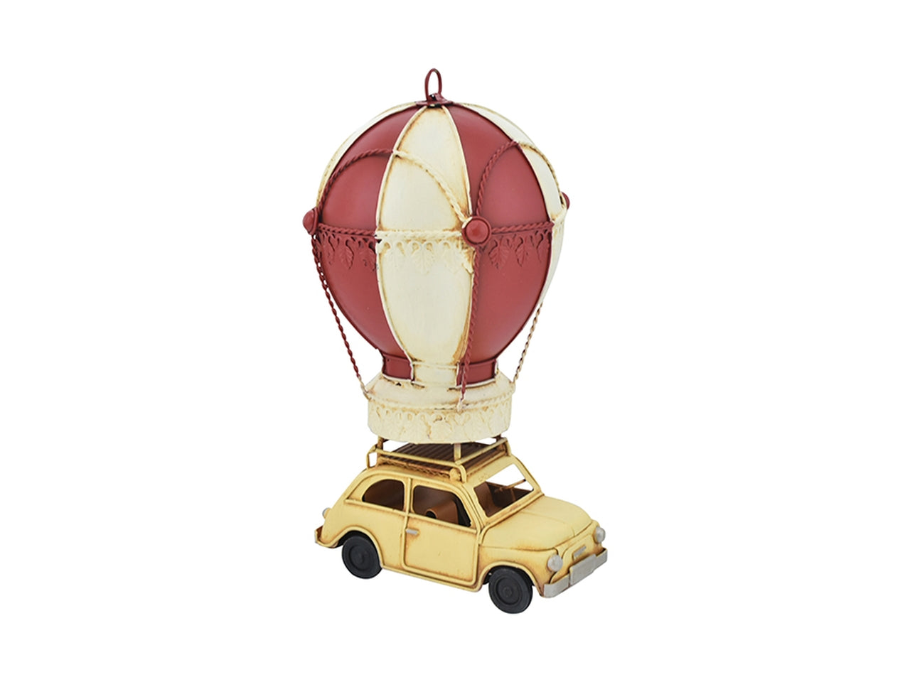 Auto con mongolfiera 16,5x12,5x27cm rosso/bianco