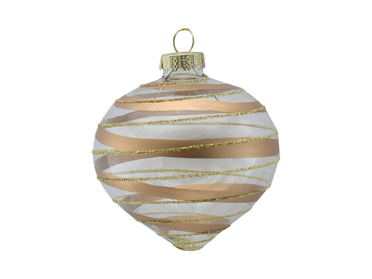 Palla natalizia in vetro a cipolla d.8cm - oro/trasparente