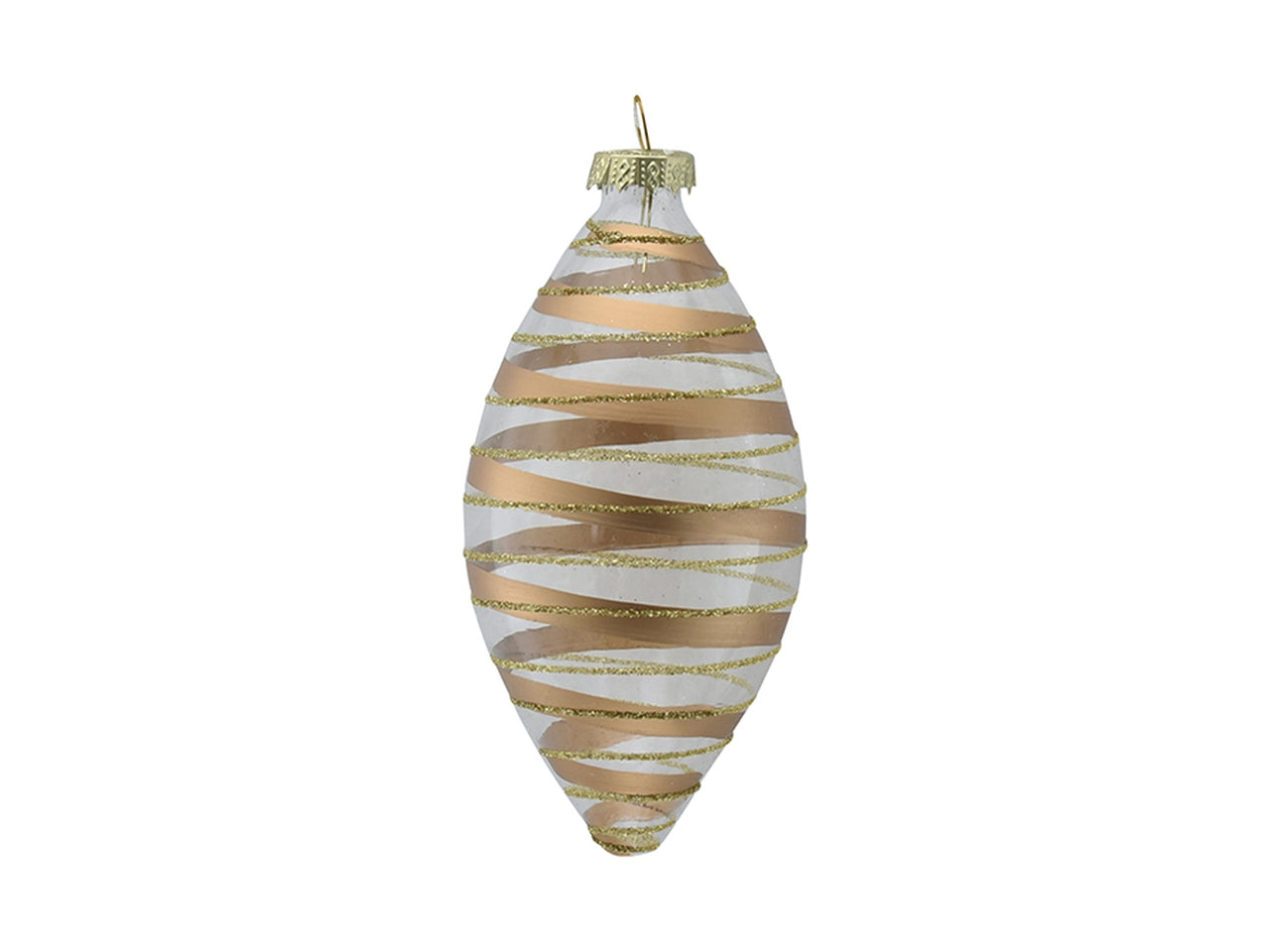 Palla natalizia in vetro a goccia 6x13cm - oro/trasparente