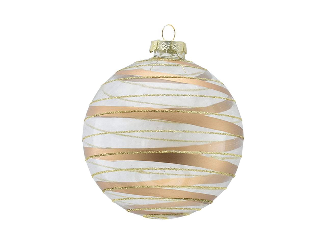 Palla natalizia in vetro d.10cm - oro/trasparente