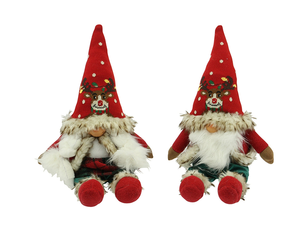 Gnomo boy&girl seduto 18x11x43cm 2m rosso/ren.