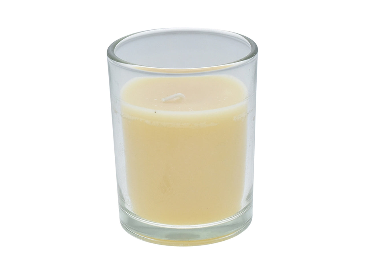 Candela in vetro 8,2x8,2x10,2cm 220gr vaniglia