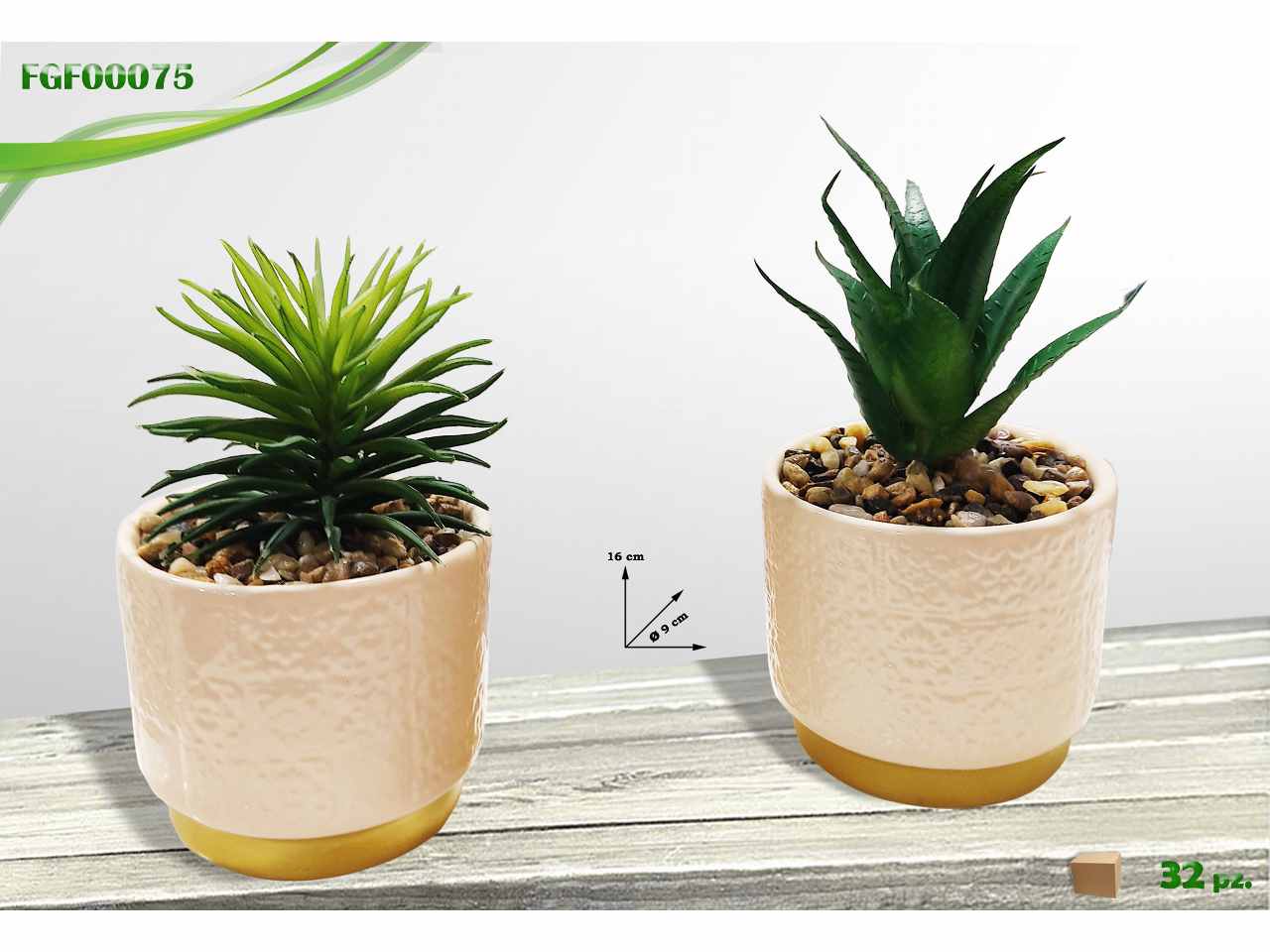 Piantina con vaso crema in ceramica ass.