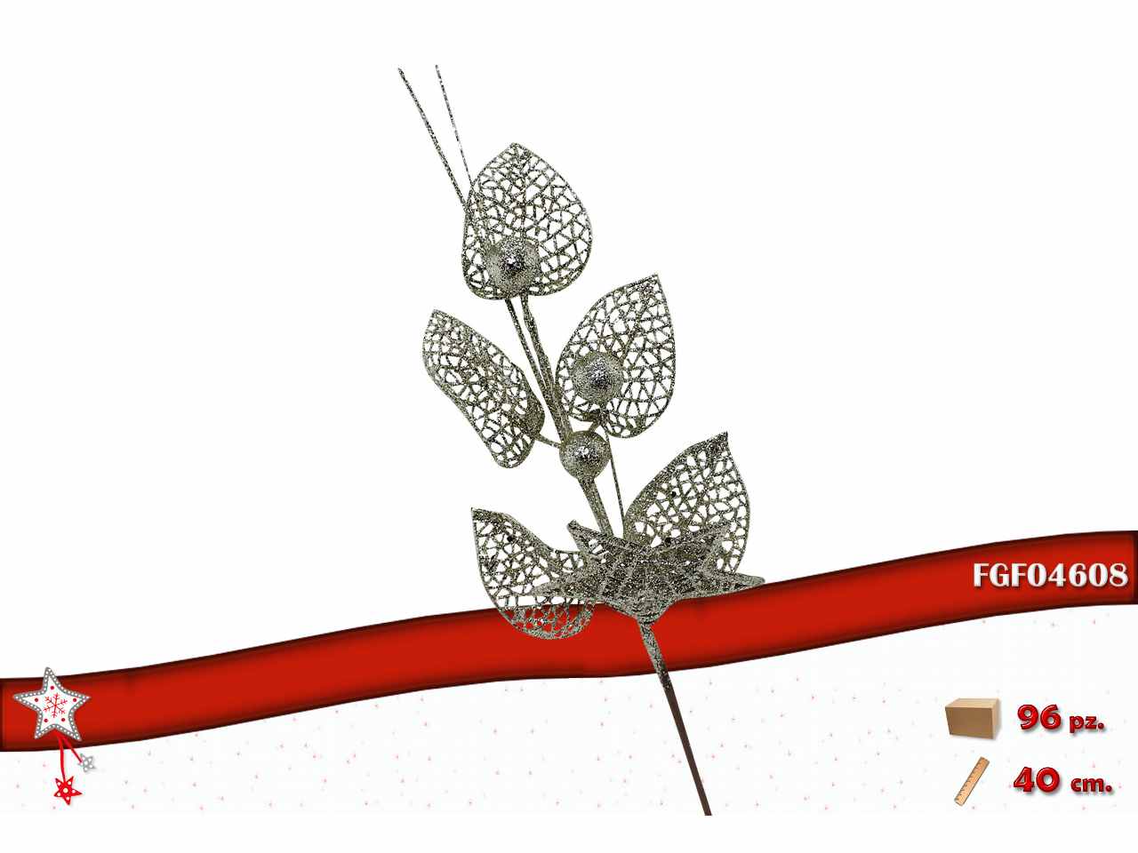 Ramo glitterato champagne 40cm