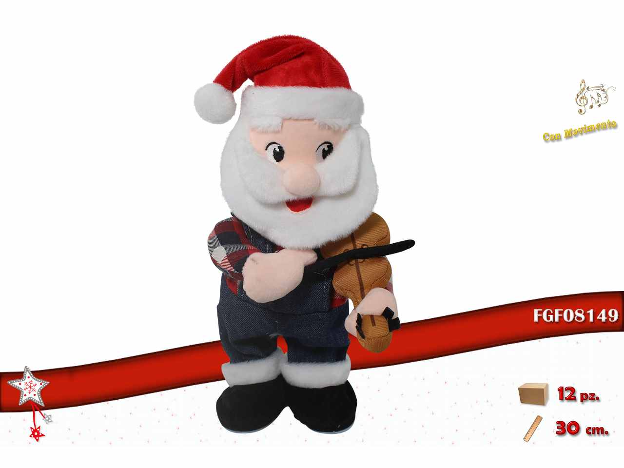 Babbo natale con movimento e musica 30cm