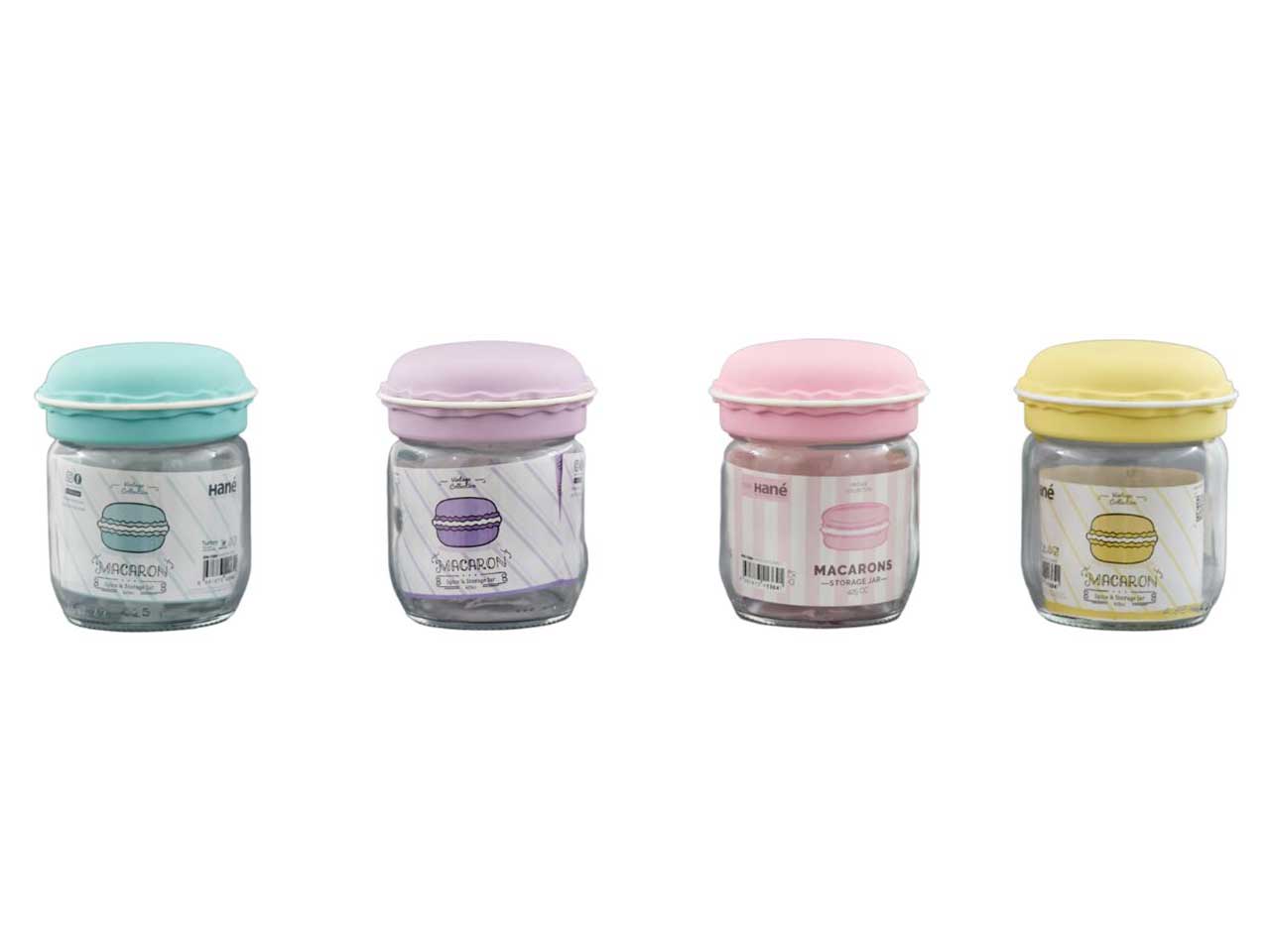 Barattolo in vetro macaron 425cc 4 assortimenti