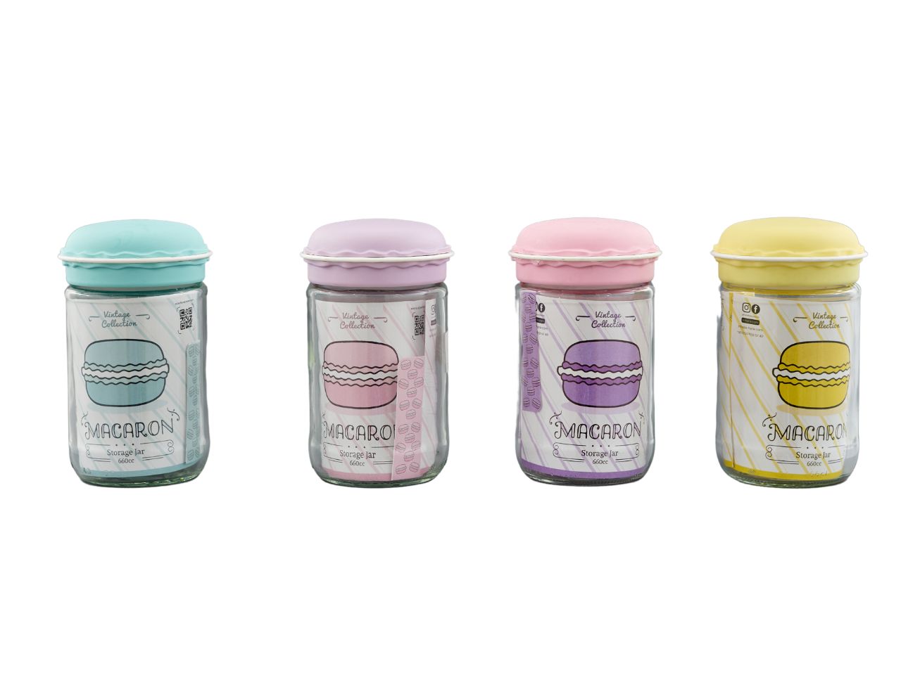 Barattolo in vetro macaron 660cc 4 assortimenti