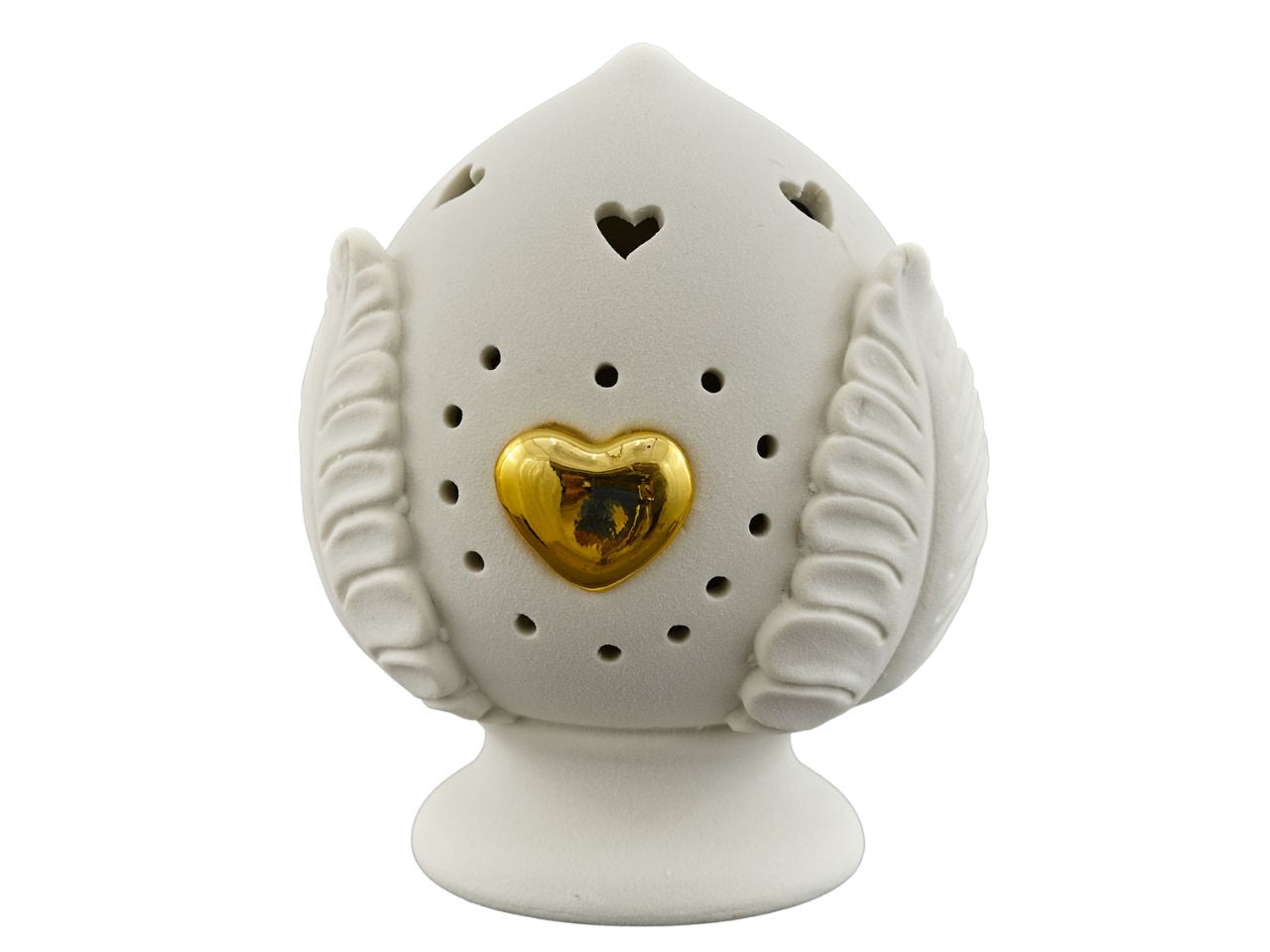 Pumo con cuore oro satinato bianco con led