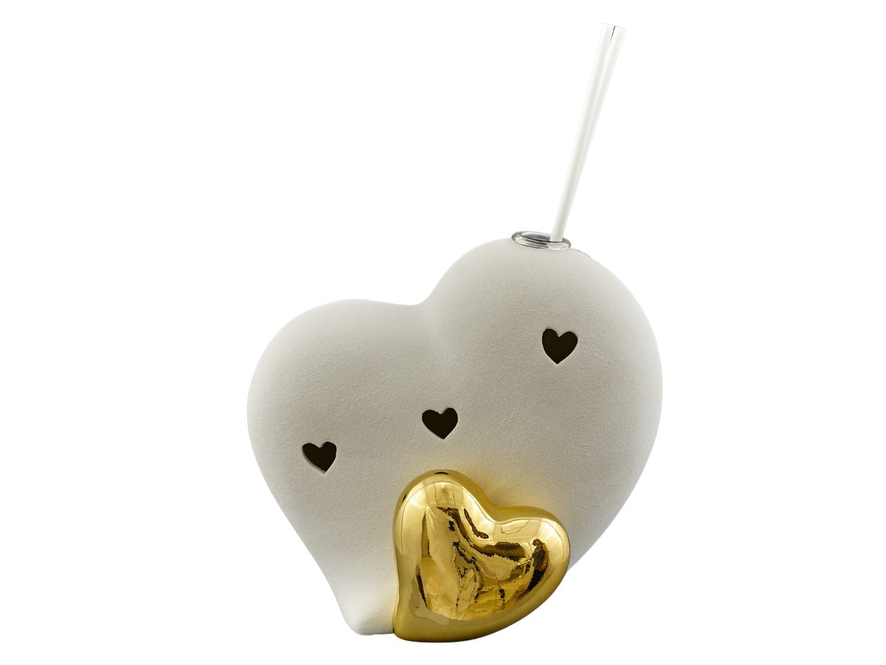 Profumatore doppio cuore oro satinato bianco con led