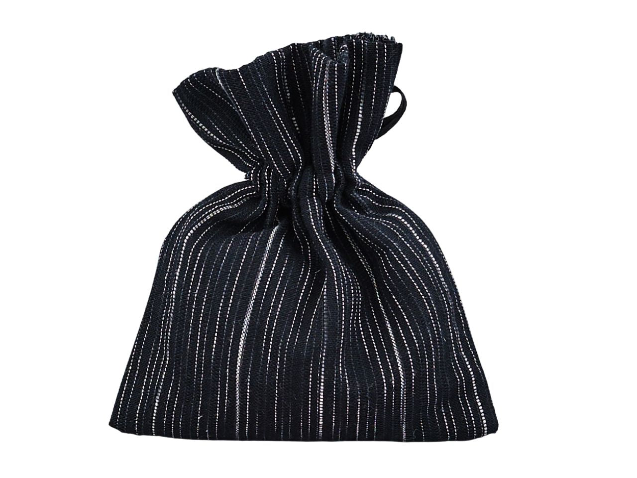 Sacchetto rettangolare in cotone multirighe nero