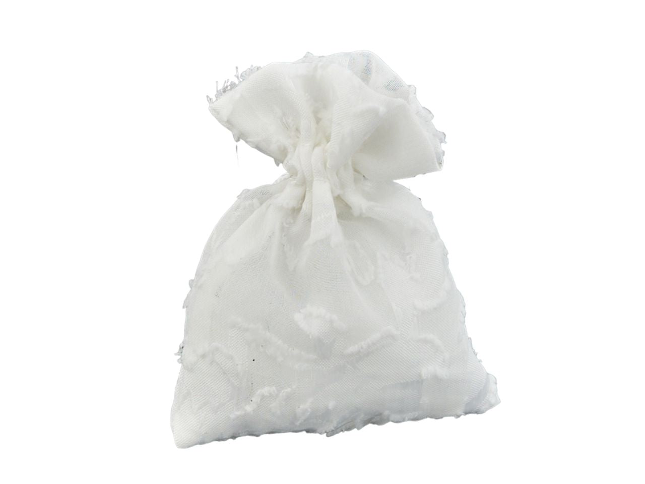 Sacchetto rettangolare in organza floccata bianca