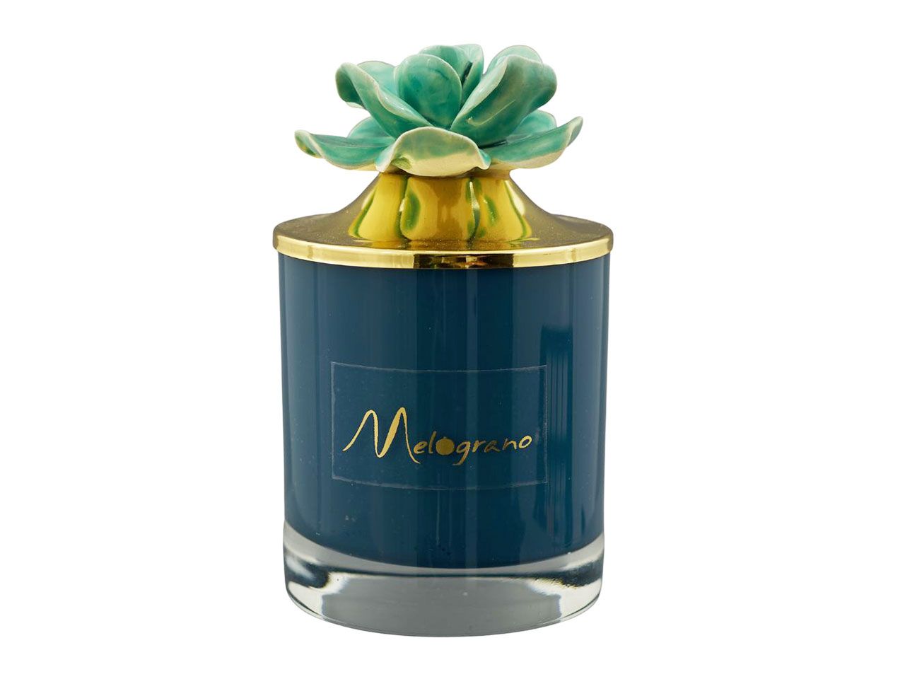 Candela verde liscia con fiore capodimonte