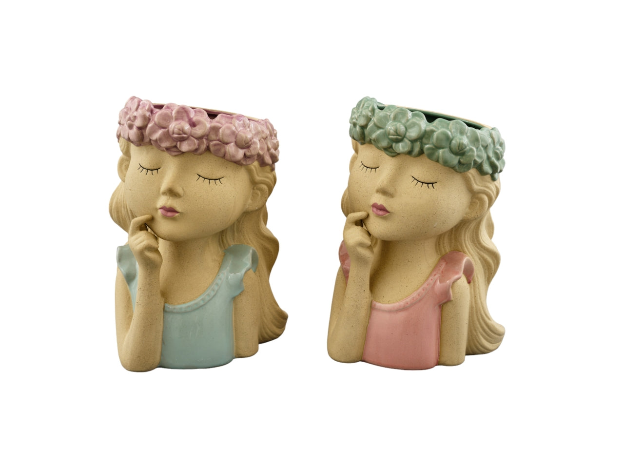 Vaso viso ragazzina fiori maxi assortito misura 17,3x17,3x25,5cm