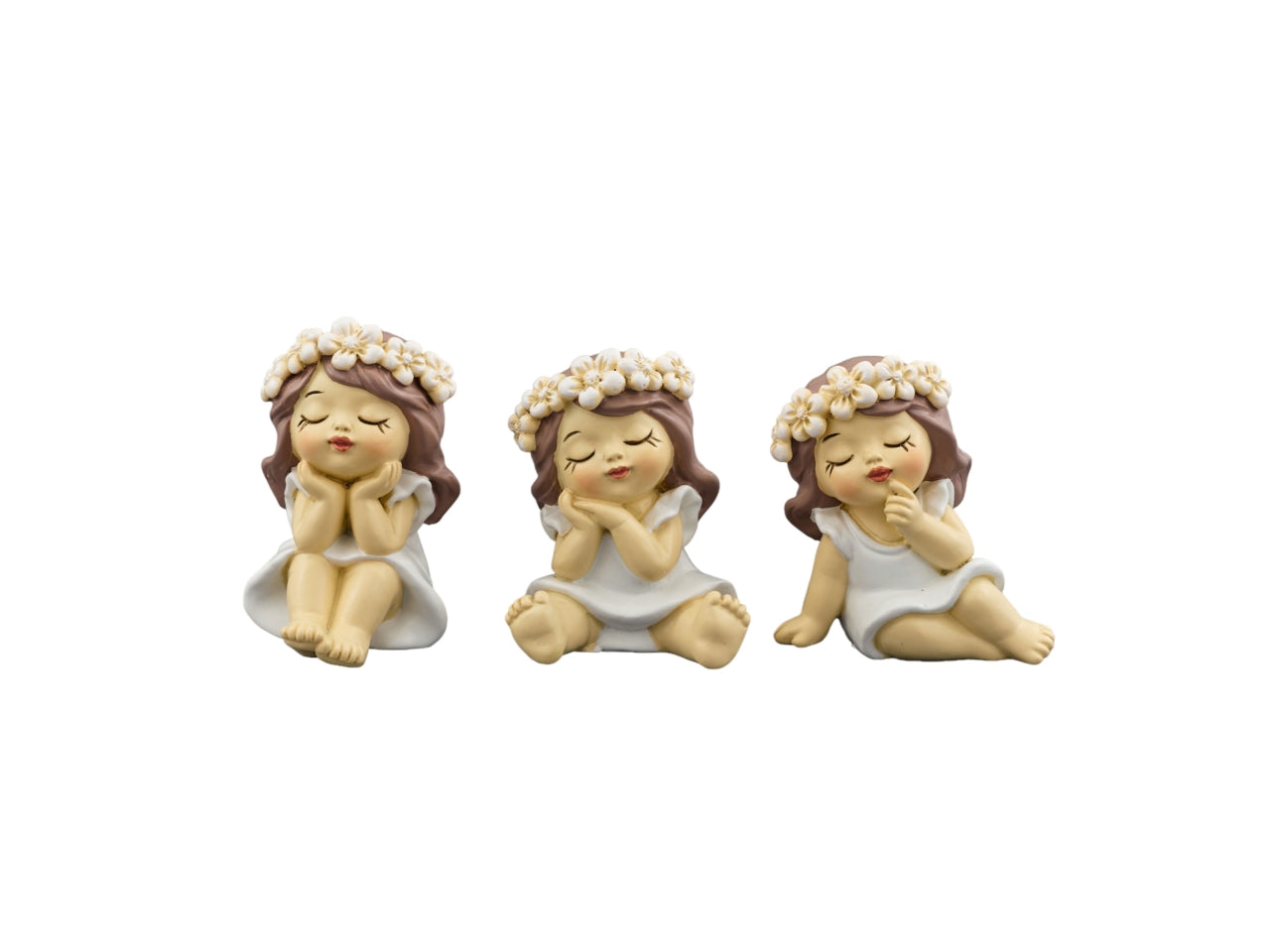 Soggetto bimba fiori seduta in 3 assortimenti misura 3,8x3,4x5cm