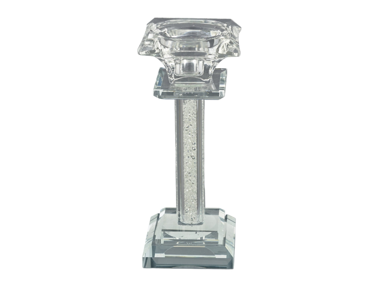 Candeliere Moderno in Vetro con Brillantini 6x6x17,5cm - Design Italiano e Stile Elegante