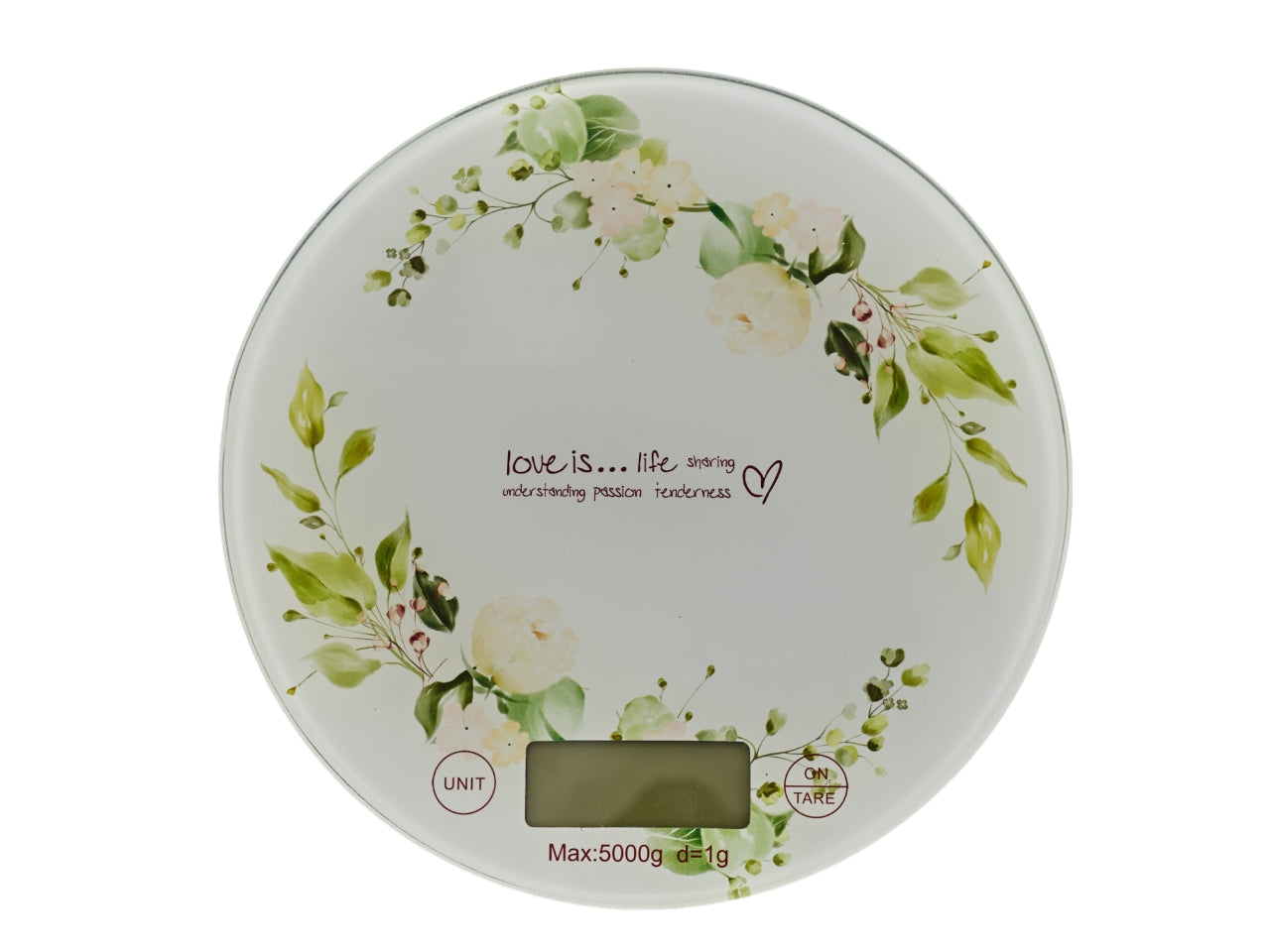 Bilancia Decorativa Melograno Rosedream 18,5cm - Design Italiano con Motivo Floreale, Capacità 5kg, Batterie Incluse