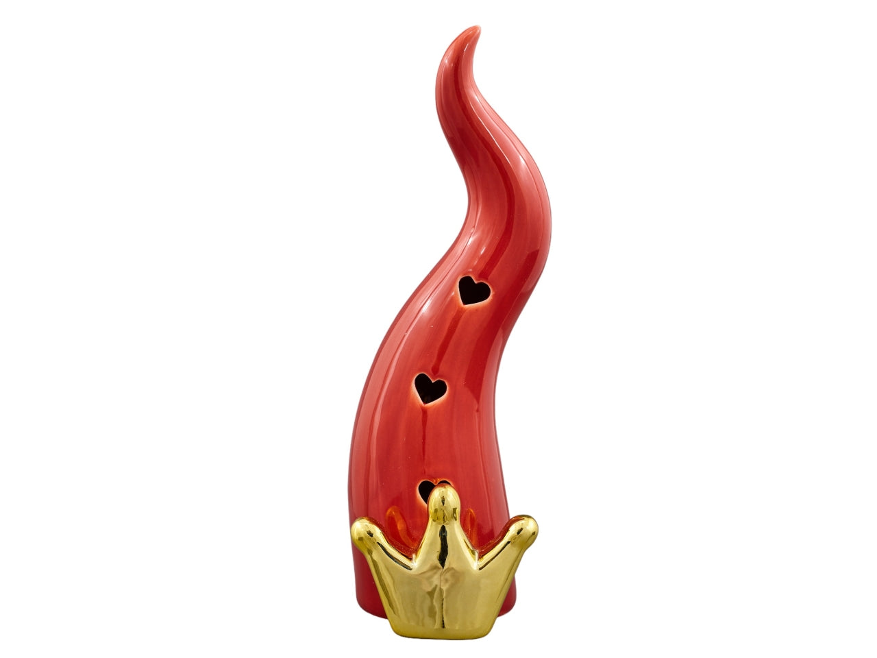 Cornetto rosso led con corona grande misura 7,3x6,6x19cm