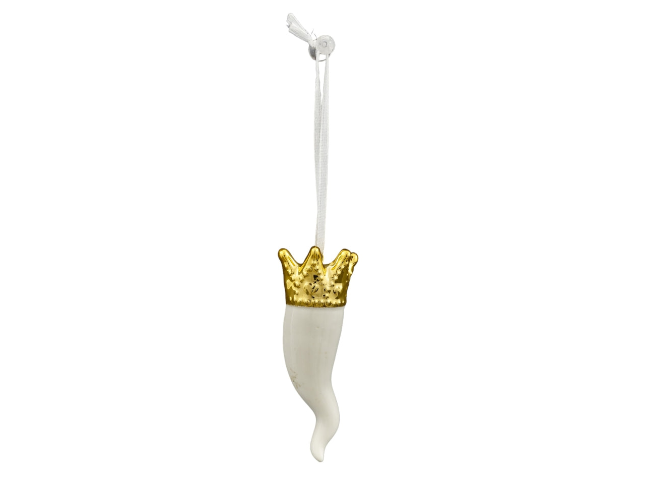 Appendino bianco cornetto corona grande misura 4,5x4x12cm