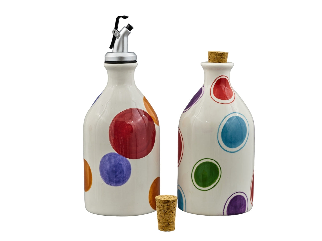 Oliera in Ceramica Lucida con Cerchi Colorati Melograno - idea regalo 21cm