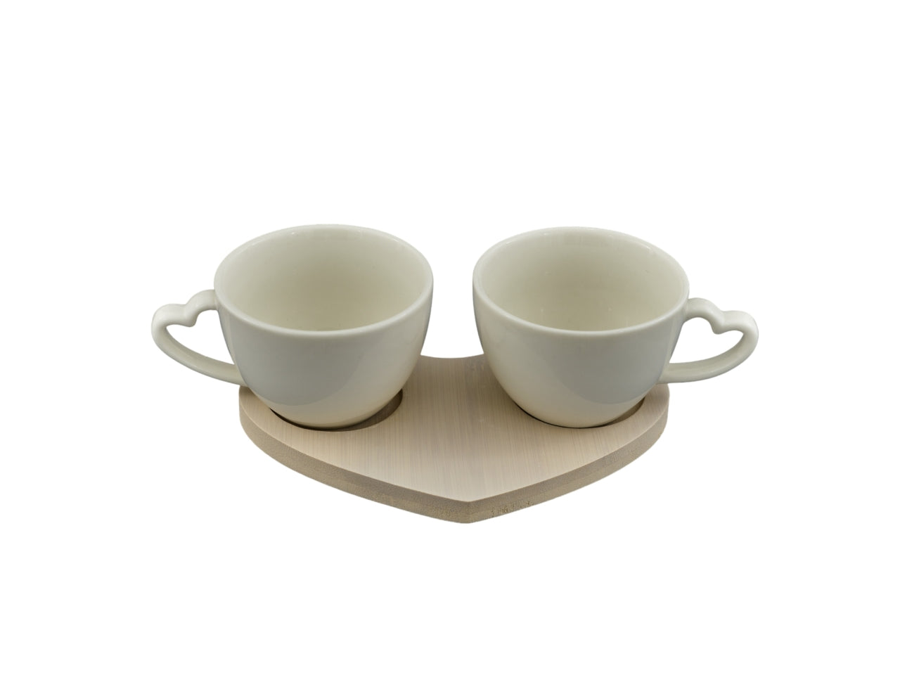 Set 2 tazzine cuore in legno bomboniera stile Shabby Chic con scatola regalo - 11x17x6cm - Melograno