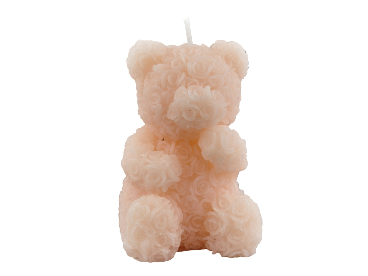 Candela Orsetto Rosa per Bomboniera Nascita e Battesimo - Dettagli di Rose, Perfetta per Celebrazioni - 7,5x6x5,5 cm