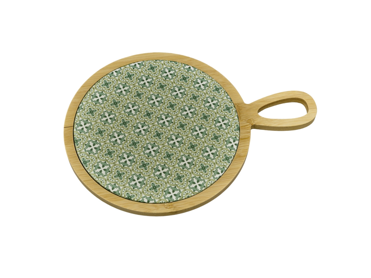 Tagliere Grande Tondo Green in Legno con piano in ceramica 20x28x1cm