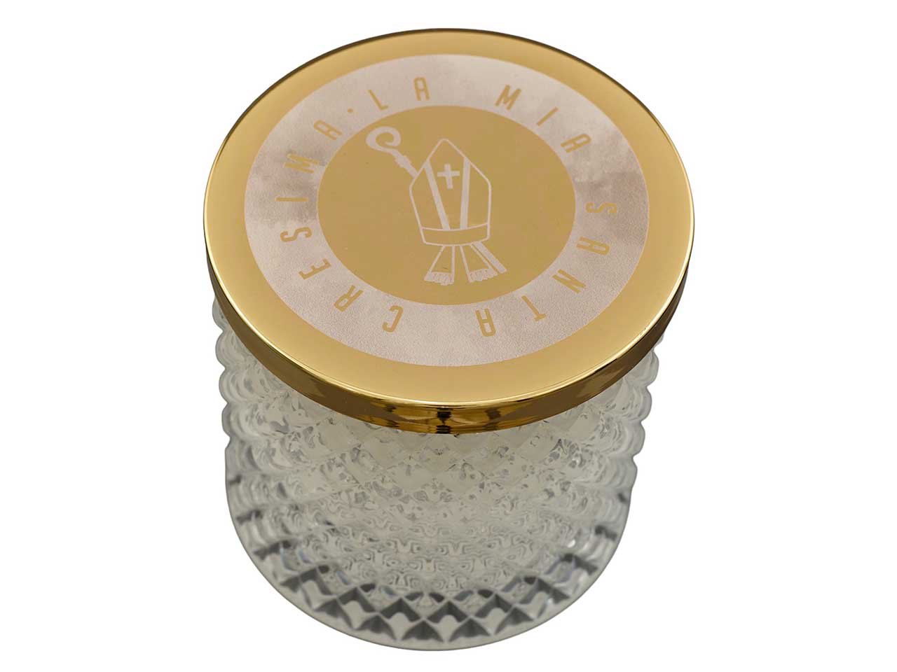 Candela diamond grande oro/cresima h.10x11x11cm