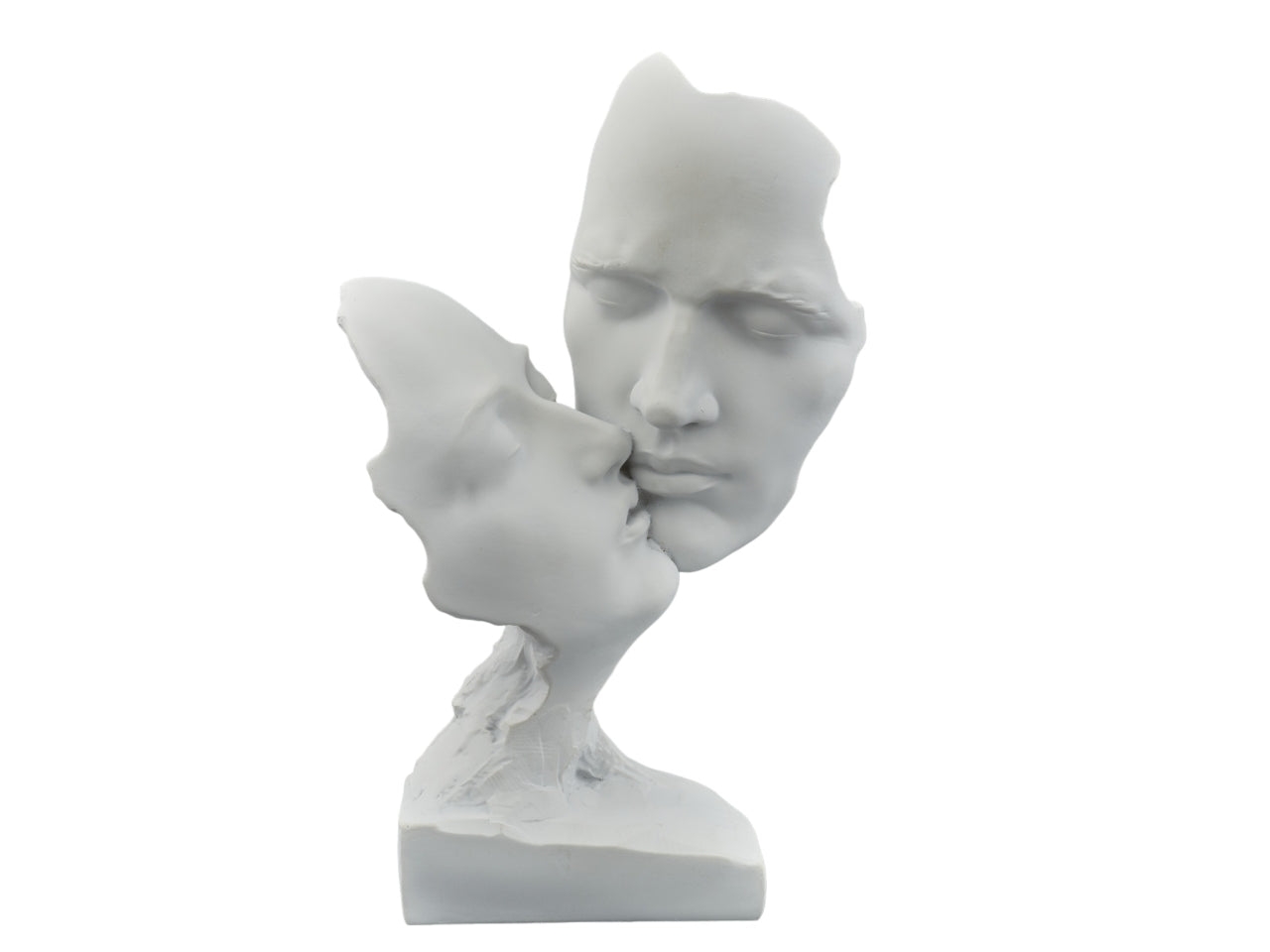 Statua in Resina Coppia con Bacio, Bianca, Stile Contemporaneo, Idea Regalo Matrimonio e Anniversario - 18,5x8,5x30cm - Melograno