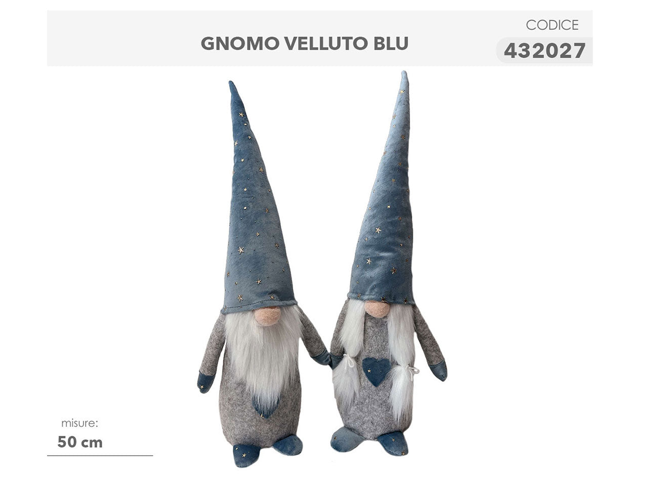 Gnomo in velluto blu 50cm
