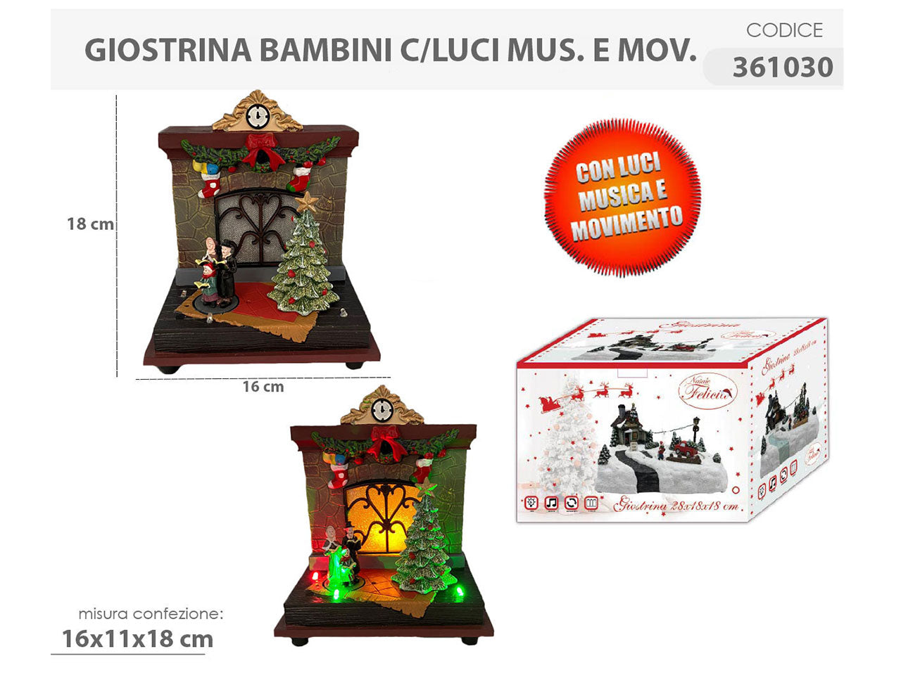 Giostrina bambini 16x11x18cm con luci e musica
