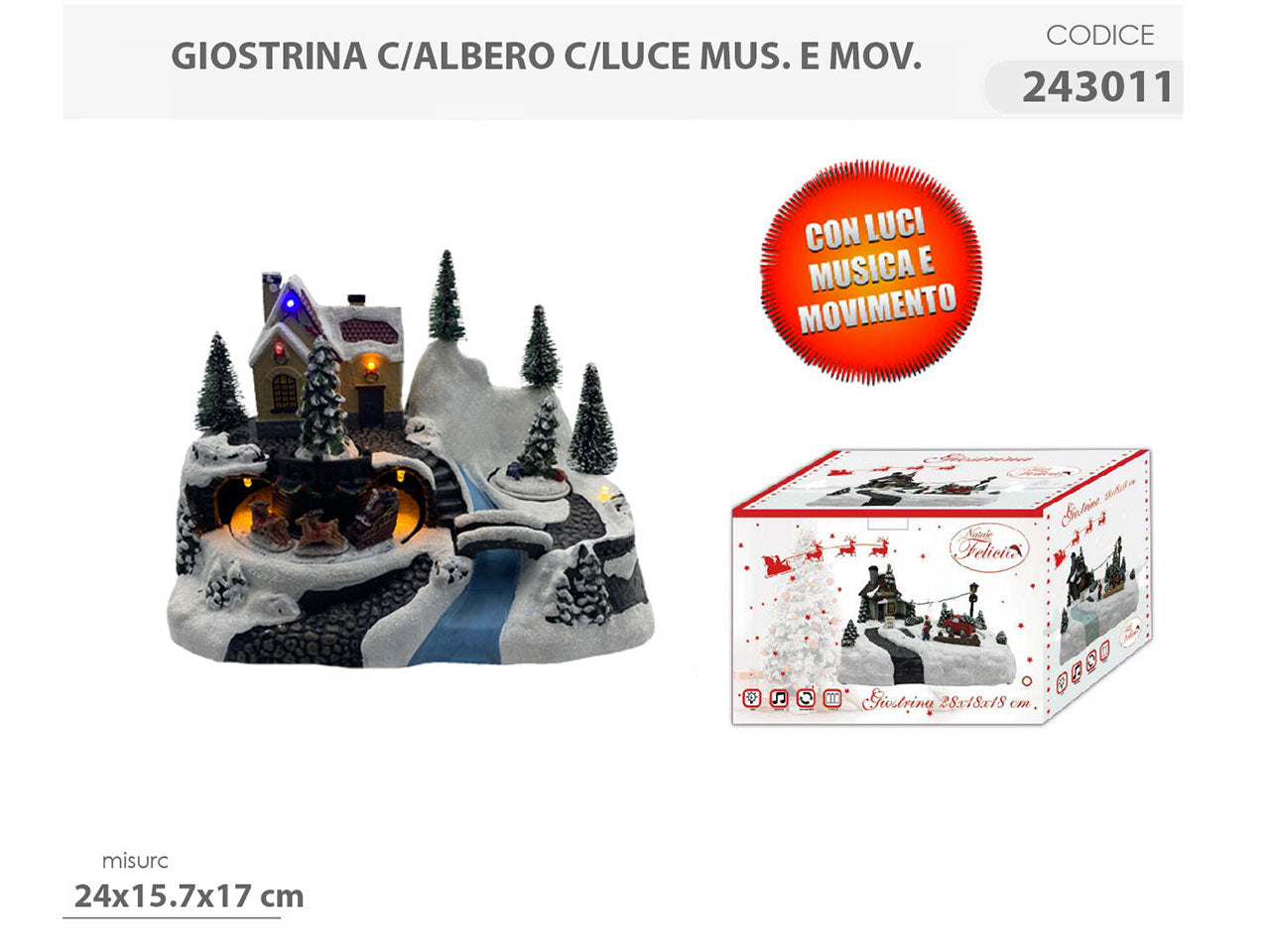 Giostrina con albero 24x15.7x17cm con luci, musica e movimenti