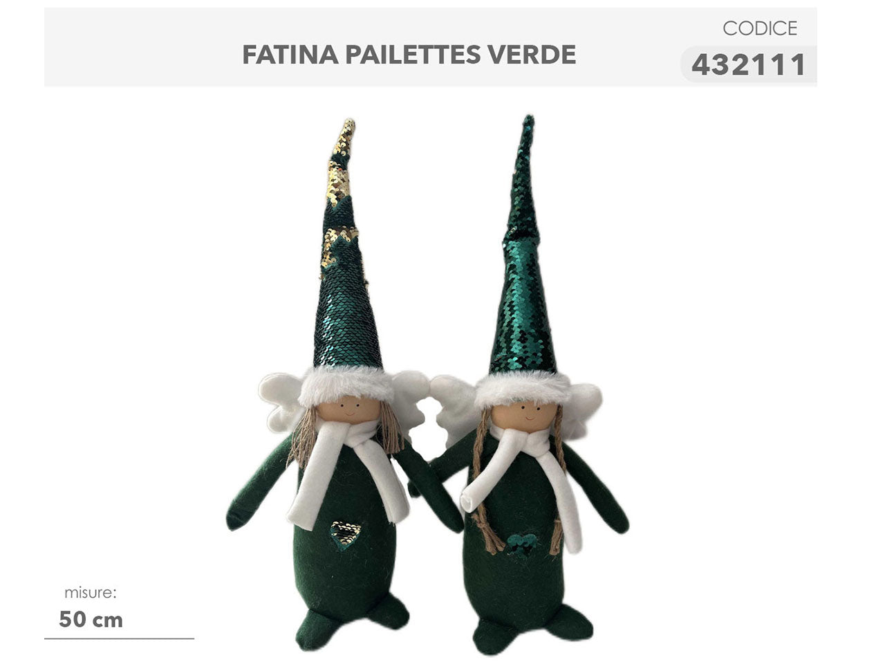 Fatina con paillettes verde 50cm