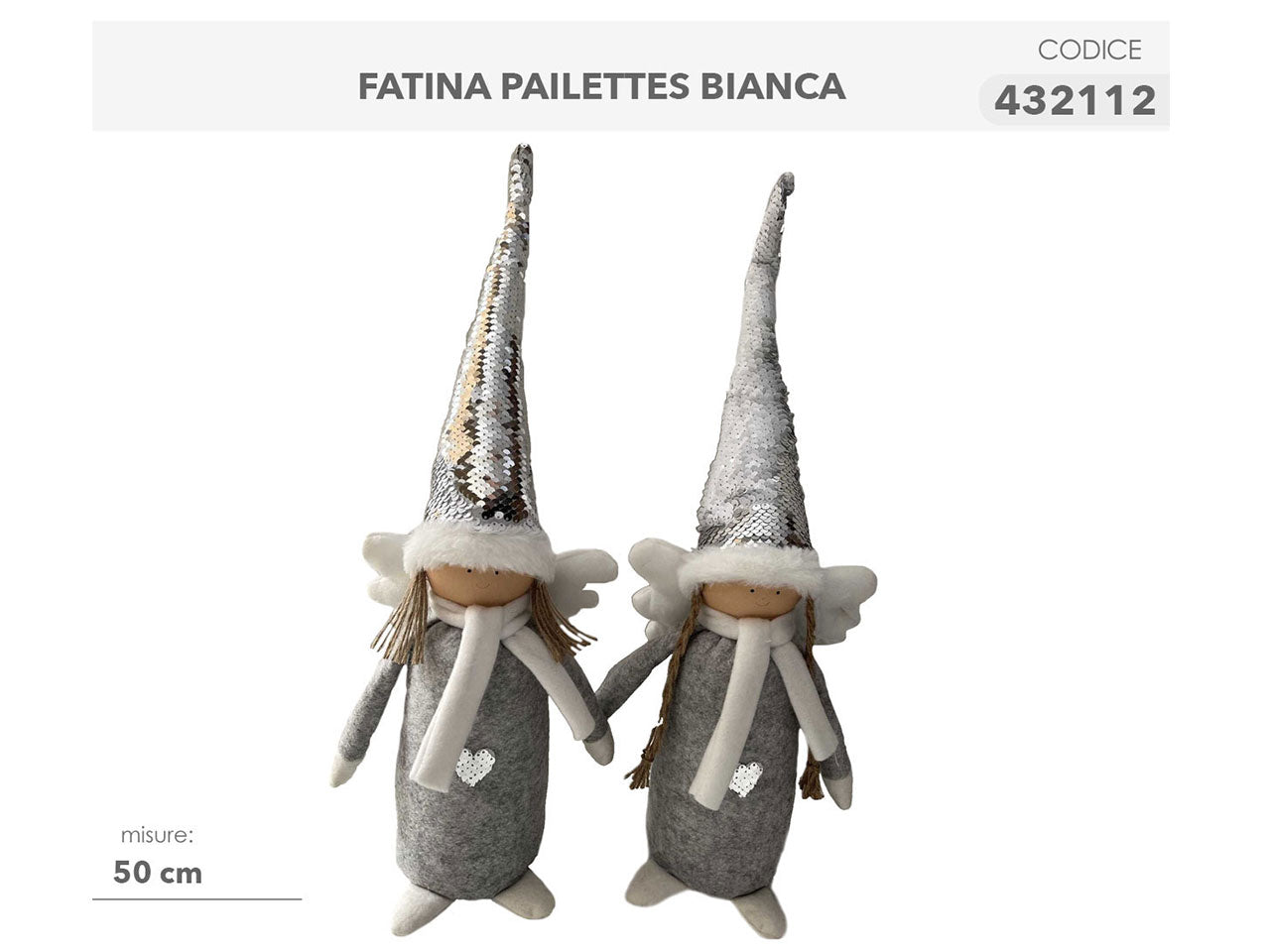 Fatina con paillettes bianco 50cm